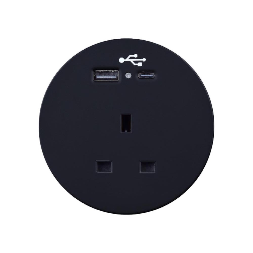 Round Ion Duo Power Module In-Desk in zwart
