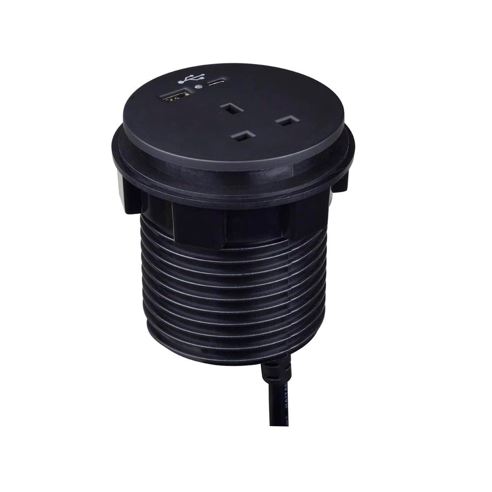 Round Ion Duo Power Module In-Desk in zwart