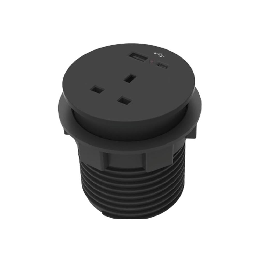 Round Ion Duo Power Module In-Desk in zwart
