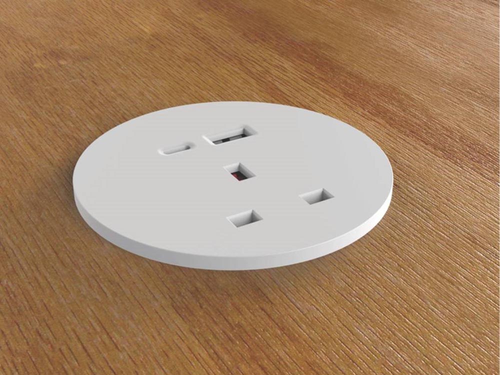 Runde Ion Duo Power Modul in der DeSk in Weiß