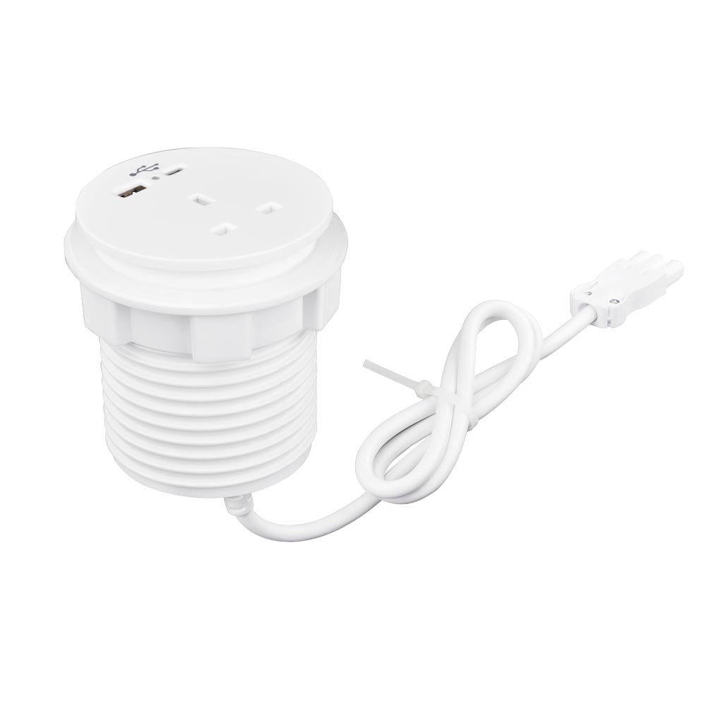 Runde Ion Duo Power Modul in der DeSk in Weiß