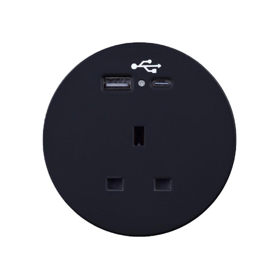 Round Desk Power Module Round Ion Duo Power Module In-desk in Black – loopspaceuk
